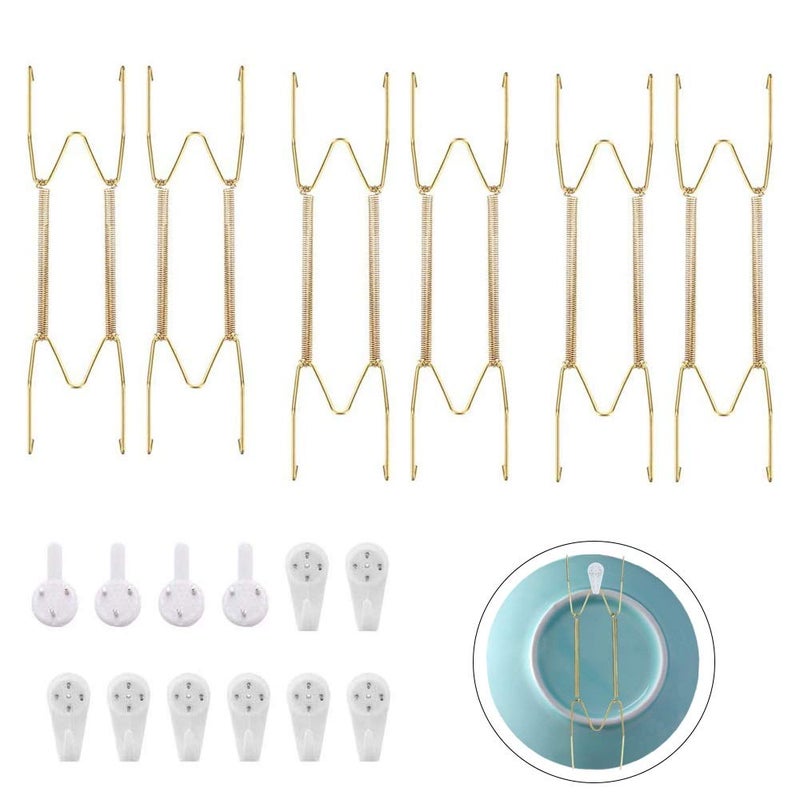 Vankcp 12 Pack Wall Plate Hangers 6/8/10 Inch Invisible Vertical Plate Holders with 12Pcs Wall Hooks for Decorative Plates Antique Plates and Art - Image 1